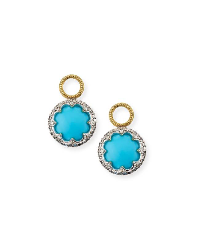 Provence 18k Round Earring Charms w/ Pave, Turquoise